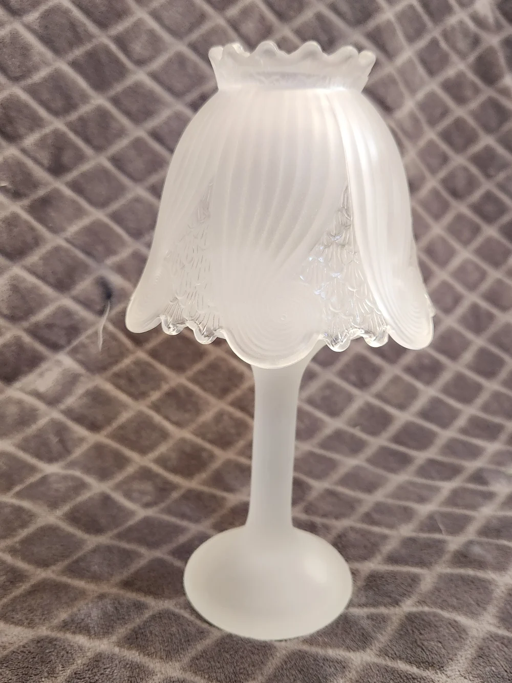 Vintage PartyLite Clairmont Fairy Light Frosted Glass Candle Holder 10" 2 Piece - Picture 3 of 10